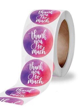 Thank You Stickers – Pink Purple Gradient, Small Business Packaging (1 Inch)